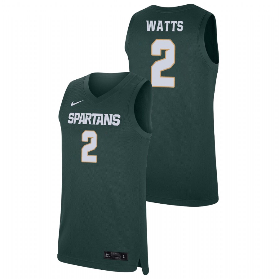 Men's Michigan State Spartans Rocket Watts Replica College Basketball Jersey Green 