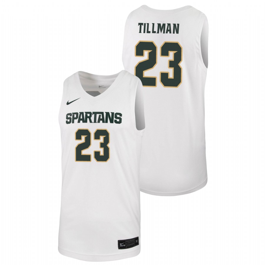Men's Michigan State Spartans Xavier Tillman College Basketball Jersey White Men's Jersey