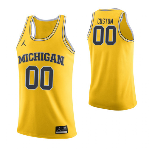 Men's Michigan Wolverines #00 Custom College Basketball Home Jersey Maize
