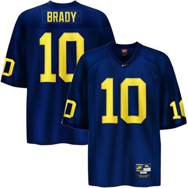 Men's Michigan Wolverines #10 Tom Brady Blue Football Jersey