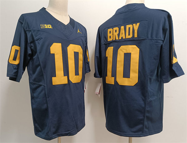 Men's Michigan Wolverines #10 Tom Brady Nike 2023 F.U.S.E. Elite Navy College Football Game Jersey