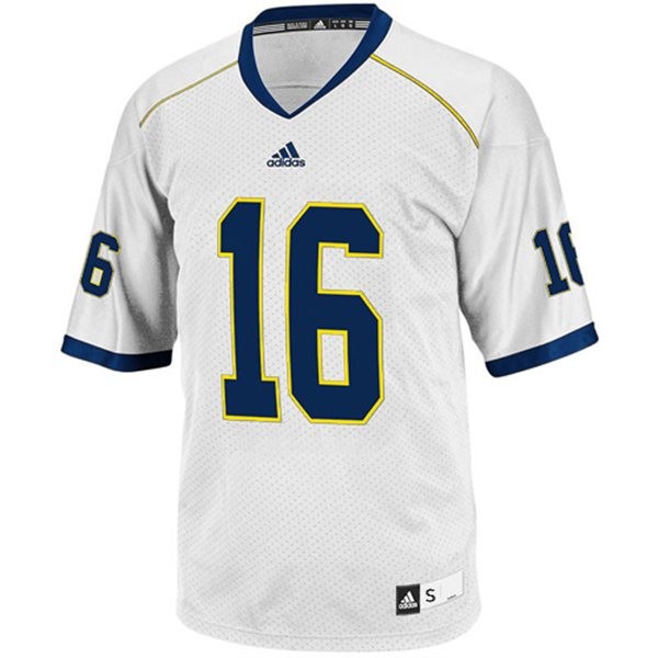 Men's Michigan Wolverines #16 Denard Robinson White Football Jersey