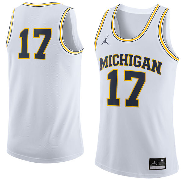 Men's Michigan Wolverines #17 White Basketball Jersey