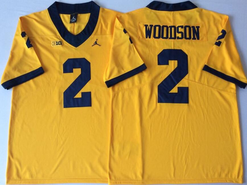 Men's Michigan Wolverines #2 Charles Woodson Gold Stitched College Football Brand Jordan NCAA Jersey