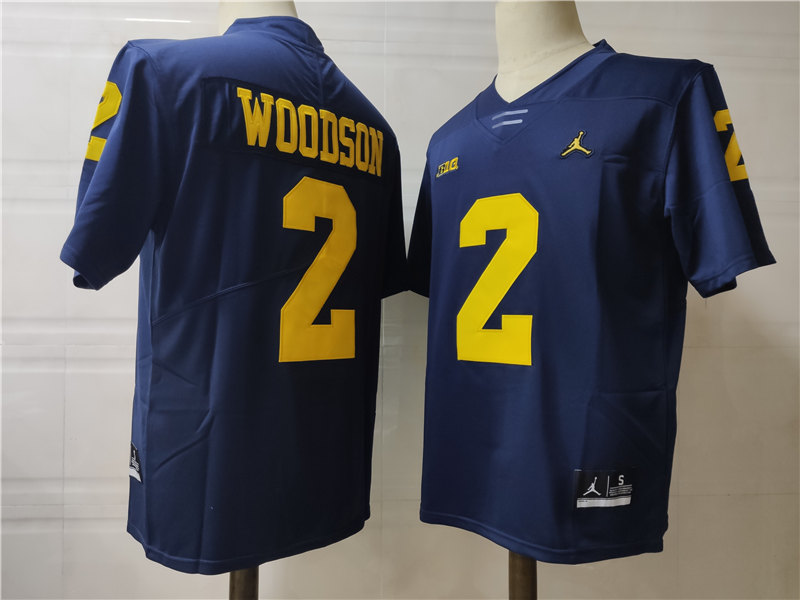 Men's Michigan Wolverines #2 Charles Woodson Navy Stitched College Football Brand Jordan NCAA Jersey
