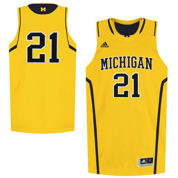 Men's Michigan Wolverines #21 Maize Basketball Jersey