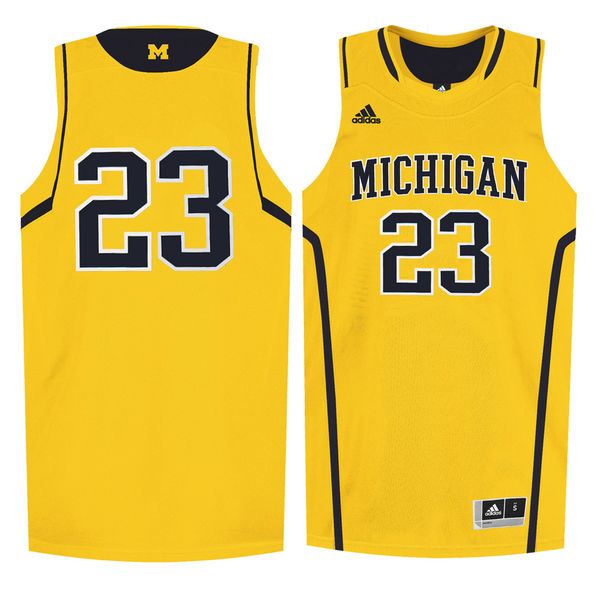 Men's Michigan Wolverines #23 Maize Basketball Jersey