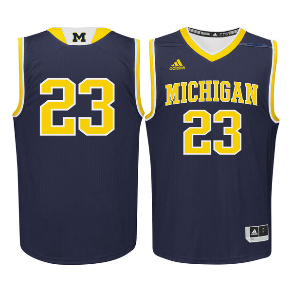 Men's Michigan Wolverines #23 Navy Basketball Jersey