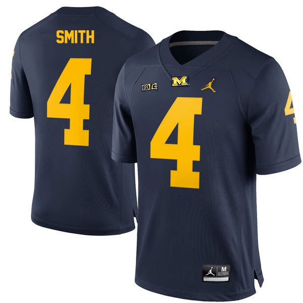 Men's Michigan Wolverines #4 De'Veon Smith Navy Football Jersey