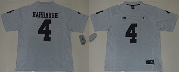 Men's Michigan Wolverines #4 Jim Harbaugh Gridiron Gray II College Football Limited Jerseys