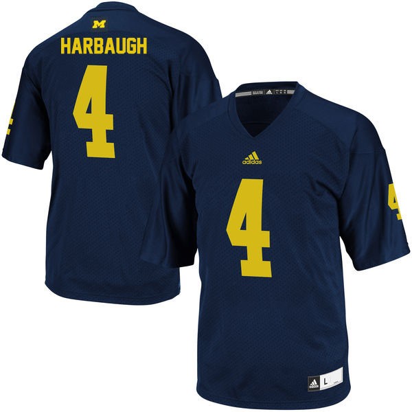 Men's Michigan Wolverines #4 Jim Harbaugh Navy Football Jersey