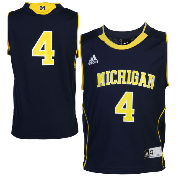 Men's Michigan Wolverines #4 Navy Basketball Jersey