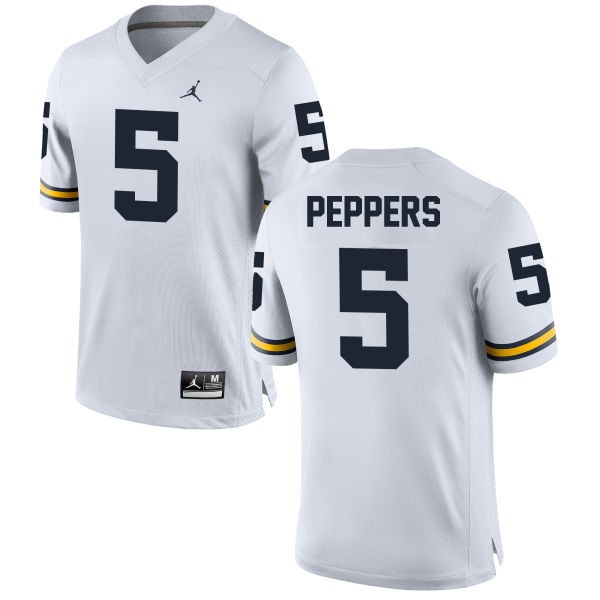 Men's Michigan Wolverines #5 Jabrill Peppers White Football Jersey