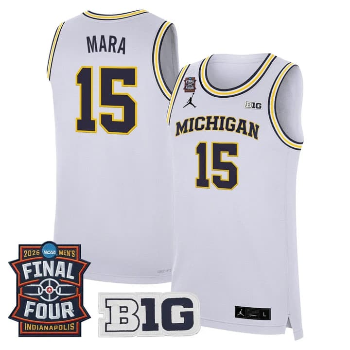 Men's Michigan Wolverines 2026 Final Four Patch Basketball Jersey - All Stitched Aday Mara 15