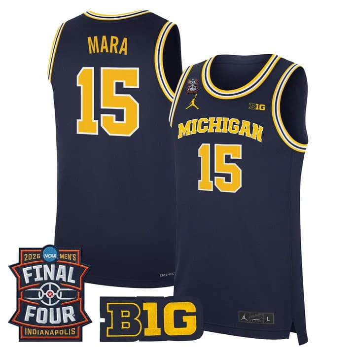 Men's Michigan Wolverines 2026 Final Four Patch Basketball Jersey - All Stitched Aday Mara