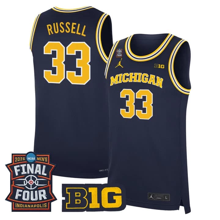 Men's Michigan Wolverines 2026 Final Four Patch Basketball Jersey - All Stitched Cazzie Russell