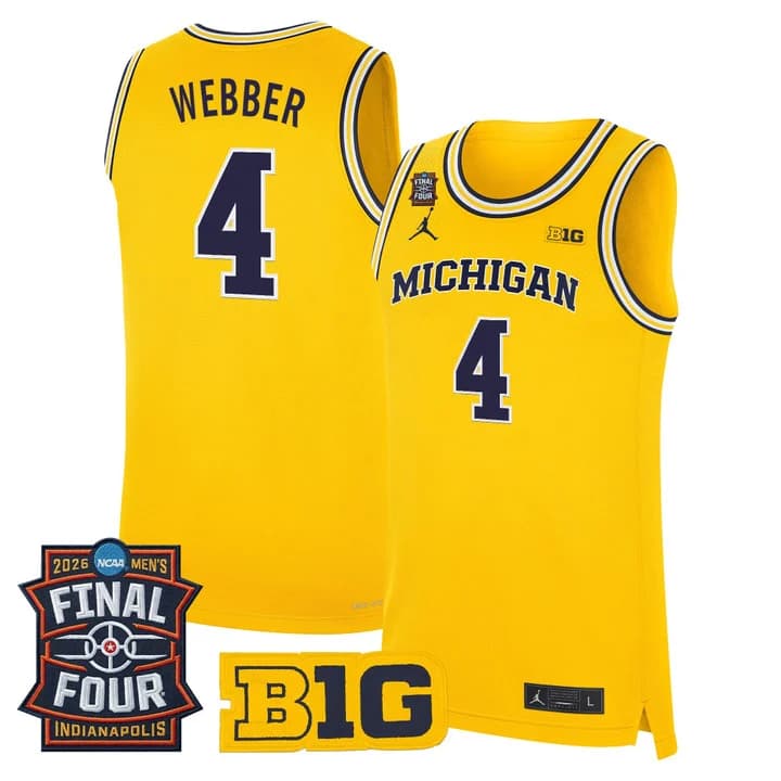 Men's Michigan Wolverines 2026 Final Four Patch Basketball Jersey - All Stitched Chris Webber   4