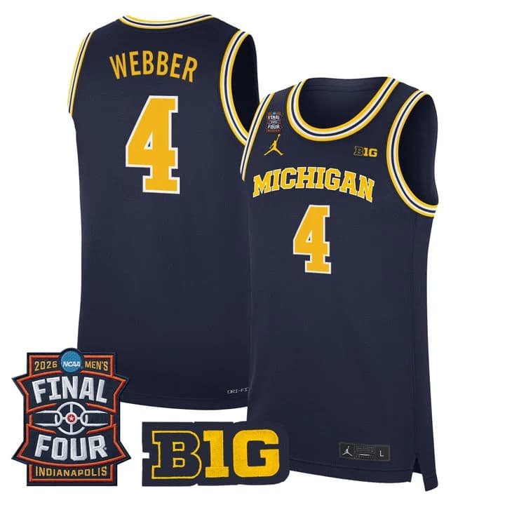 Men's Michigan Wolverines 2026 Final Four Patch Basketball Jersey - All Stitched Chris Webber