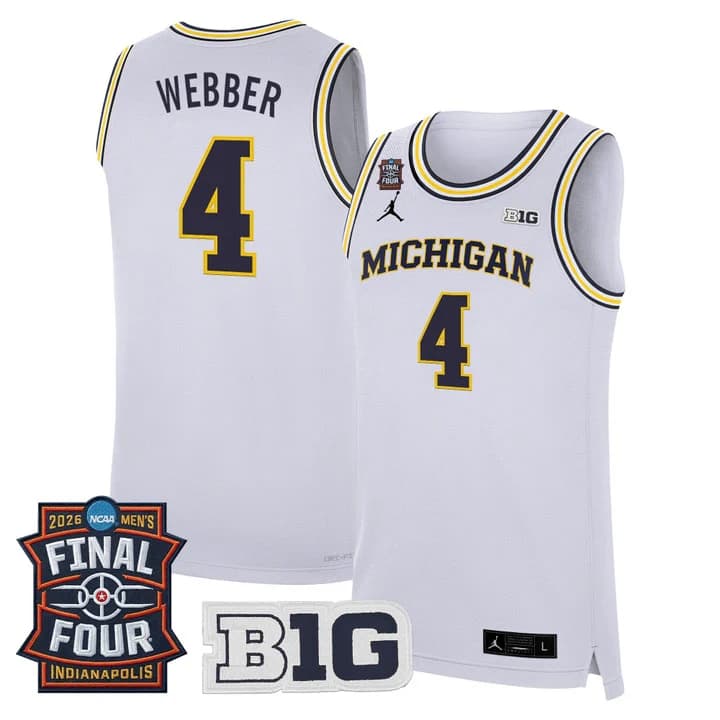Men's Michigan Wolverines 2026 Final Four Patch Basketball Jersey - All Stitched Chris Webber 4