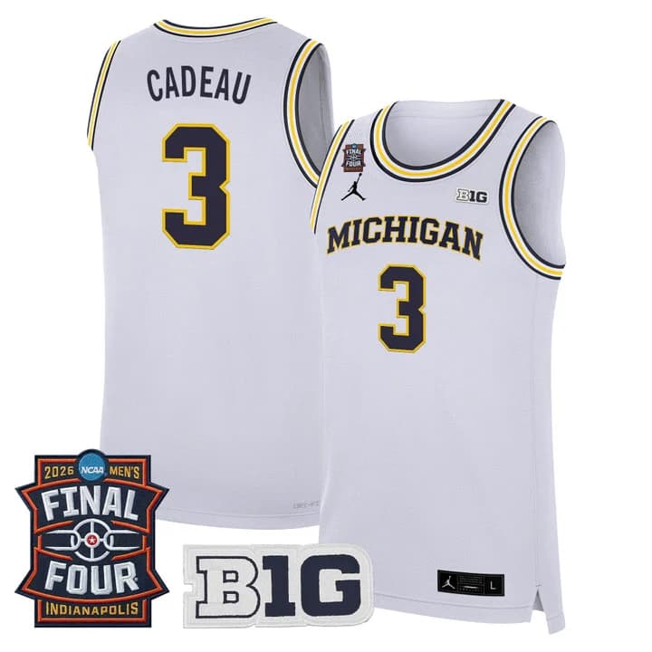 Men's Michigan Wolverines 2026 Final Four Patch Basketball Jersey - All Stitched Elliot Cadeau  3