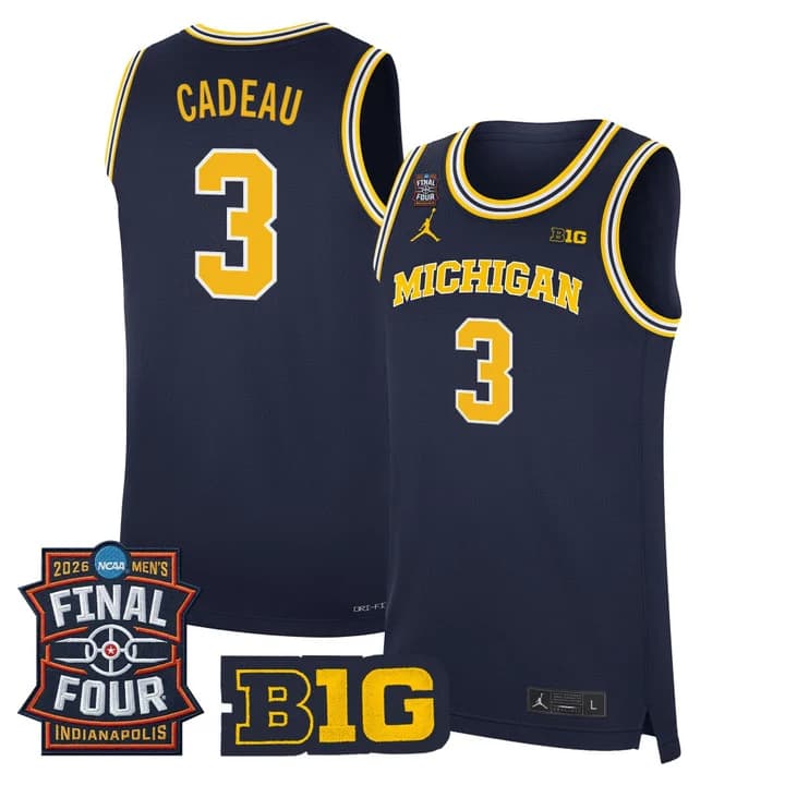 Men's Michigan Wolverines 2026 Final Four Patch Basketball Jersey - All Stitched Elliot Cadeau