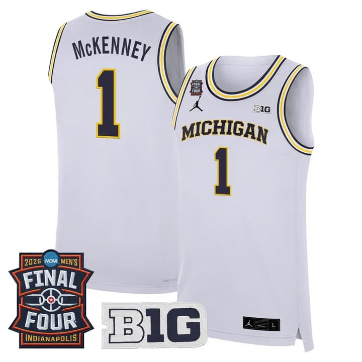 Men's Michigan Wolverines 2026 Final Four Patch Basketball Jersey - All Stitched Trey McKenney 1