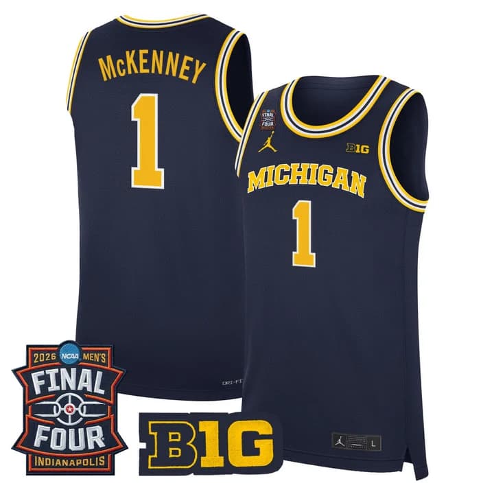 Men's Michigan Wolverines 2026 Final Four Patch Basketball Jersey - All Stitched Trey McKenney
