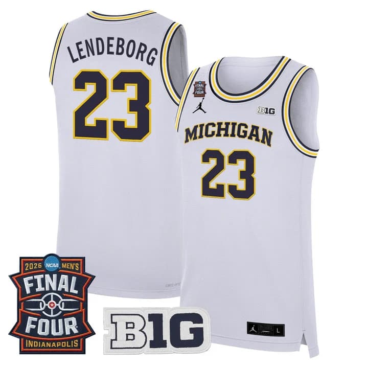 Men's Michigan Wolverines 2026 Final Four Patch Basketball Jersey - All Stitched Yaxel Lendeborg   23