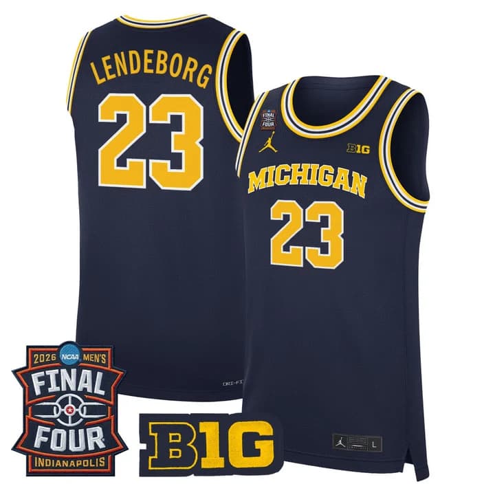 Men's Michigan Wolverines 2026 Final Four Patch Basketball Jersey - All Stitched Yaxel Lendeborg