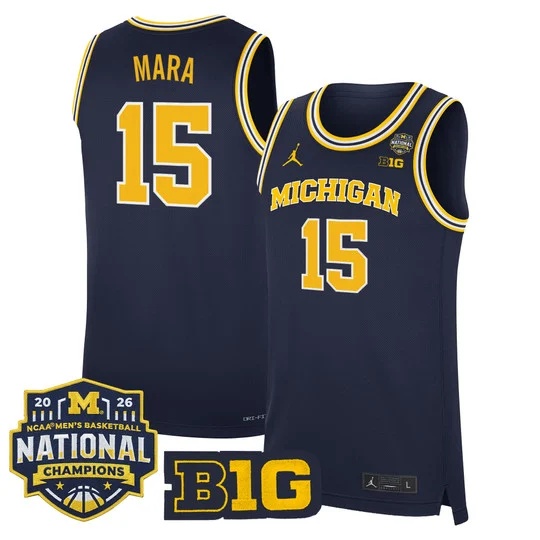 Men's Michigan Wolverines 2026 National Champions Patch Basketball Jersey - All Stitched Aday Mara15