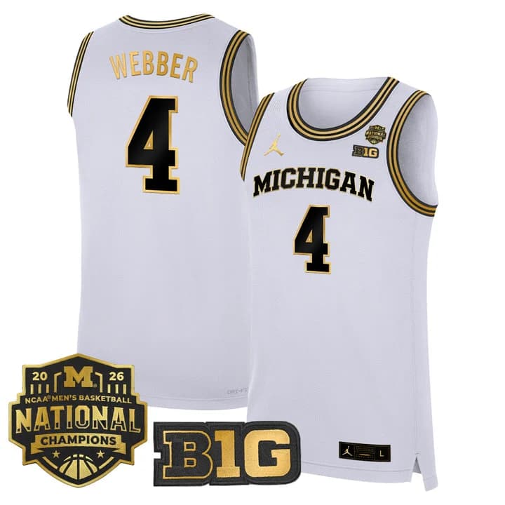 Men's Michigan Wolverines 2026 National Champions Patch Basketball Jersey - All Stitched Chris Webber   4