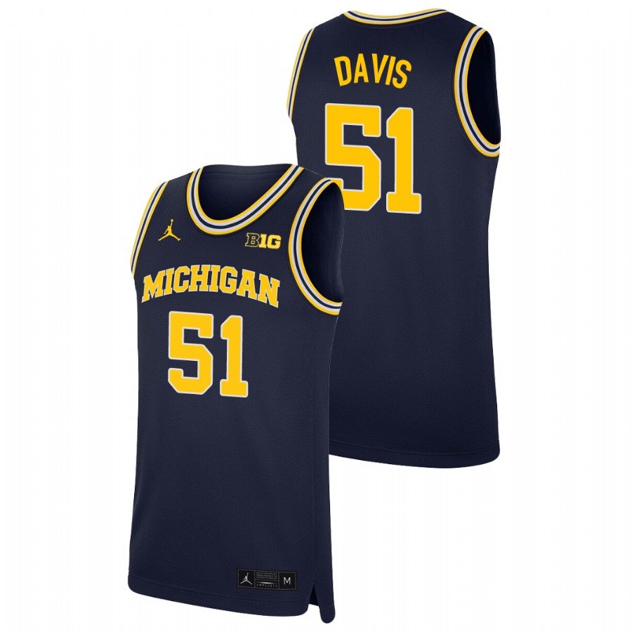 Men's Michigan Wolverines Austin Davis Replica College Basketball Jersey Navy