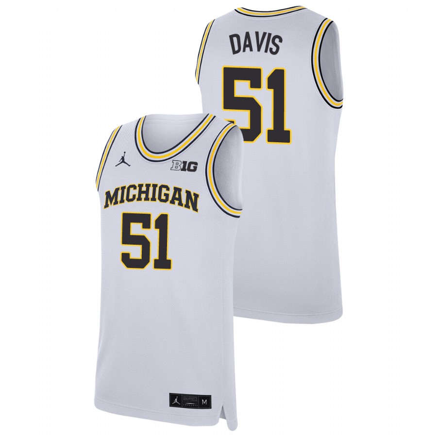 Men's Michigan Wolverines Austin Davis Replica College Basketball Jersey White