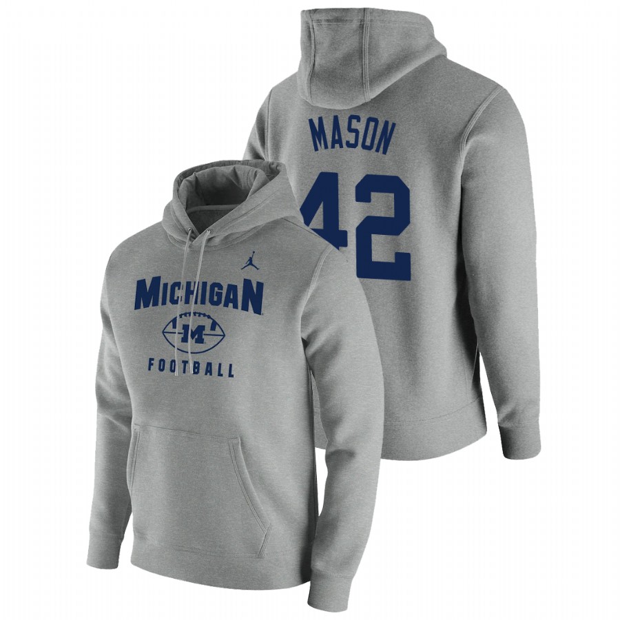 Men's Michigan Wolverines Ben Mason Gray Oopty Oop Football Pullover Hoodie