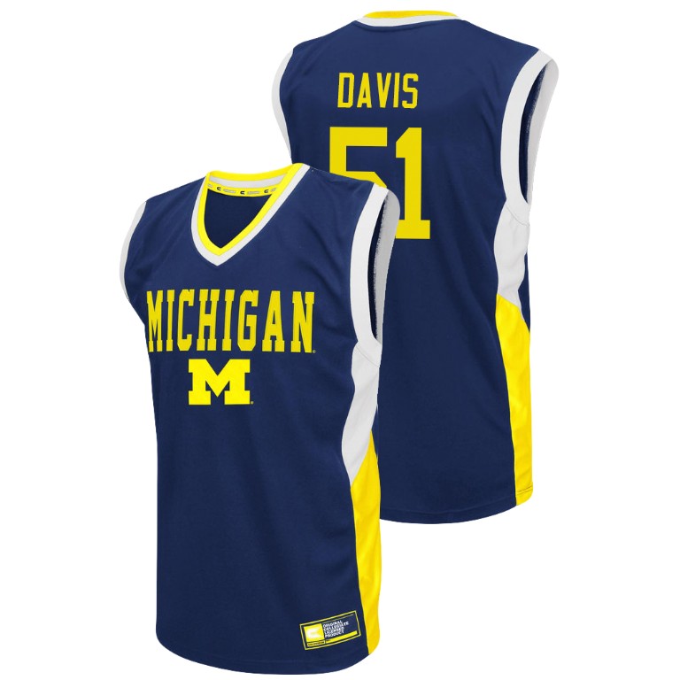 Men's Michigan Wolverines Blue Austin Davis College Basketball Fadeaway Jersey