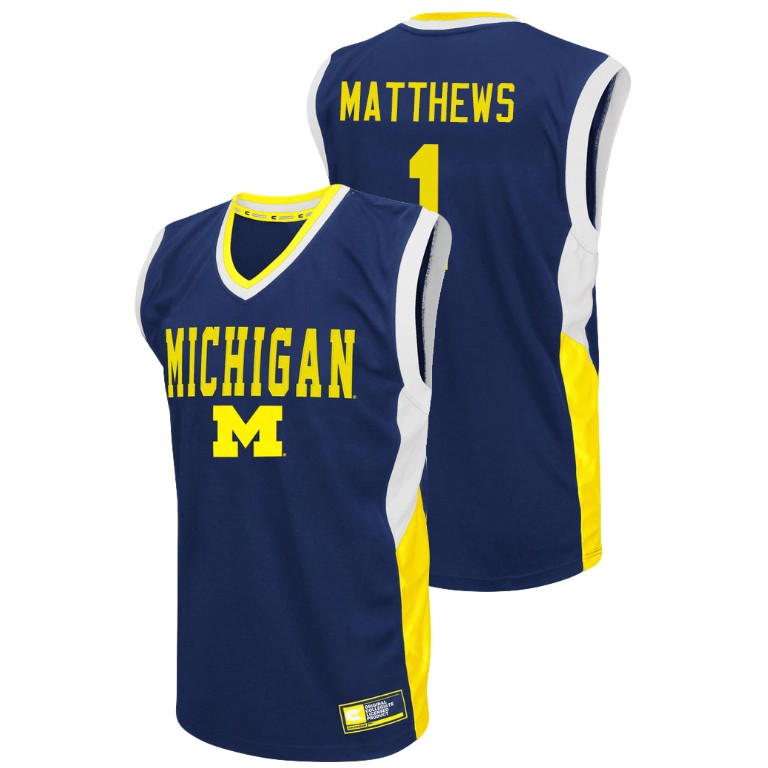 Men's Michigan Wolverines Blue Charles Matthews College Basketball Fadeaway Jersey