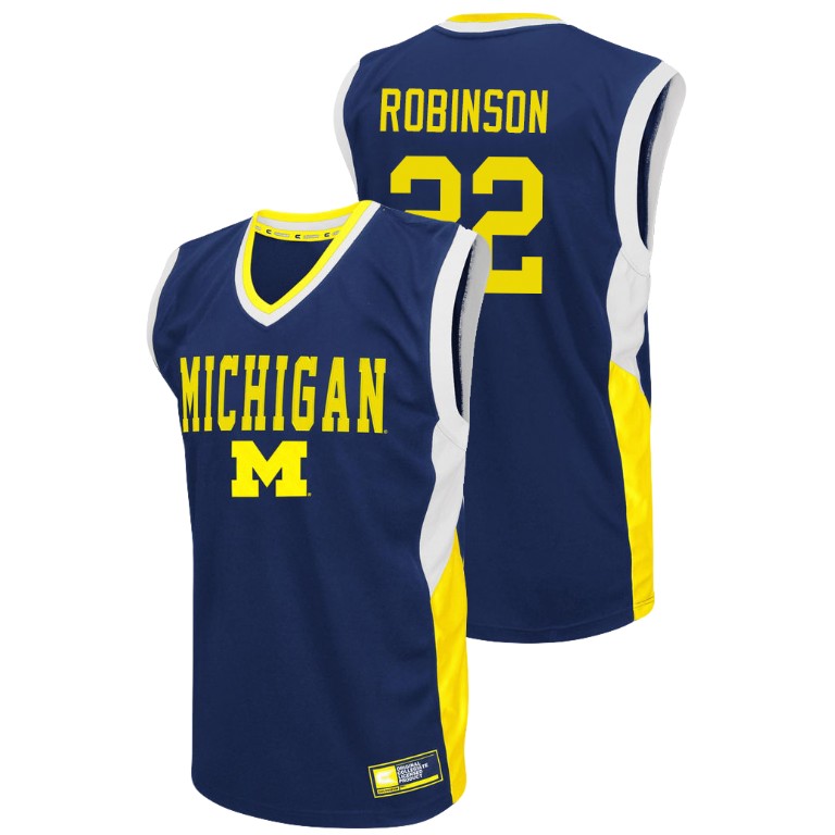 Men's Michigan Wolverines Blue Duncan Robinson College Basketball Fadeaway Jersey