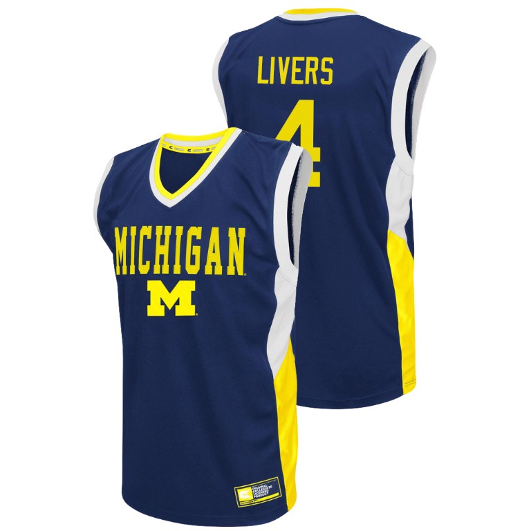 Men's Michigan Wolverines Blue Isaiah Livers College Basketball Fadeaway Jersey