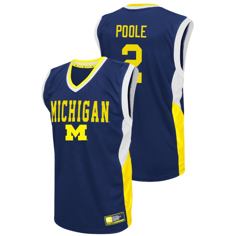 Men's Michigan Wolverines Blue Jordan Poole College Basketball Fadeaway Jersey