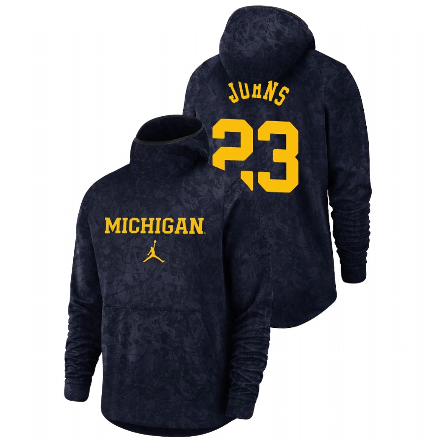Men's Michigan Wolverines Brandon Johns Jr. Navy Basketball Spotlight Team Logo Pullover Hoodie
