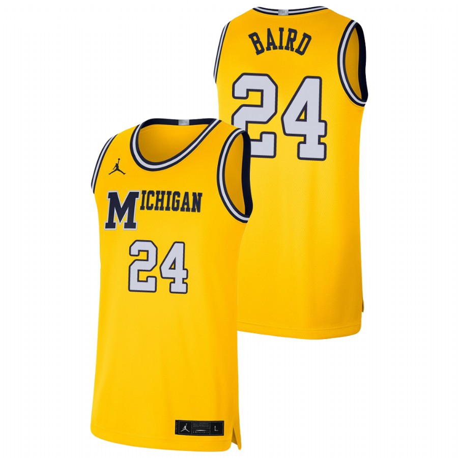 Men's Michigan Wolverines C.J. Baird Basketball Jersey Maize