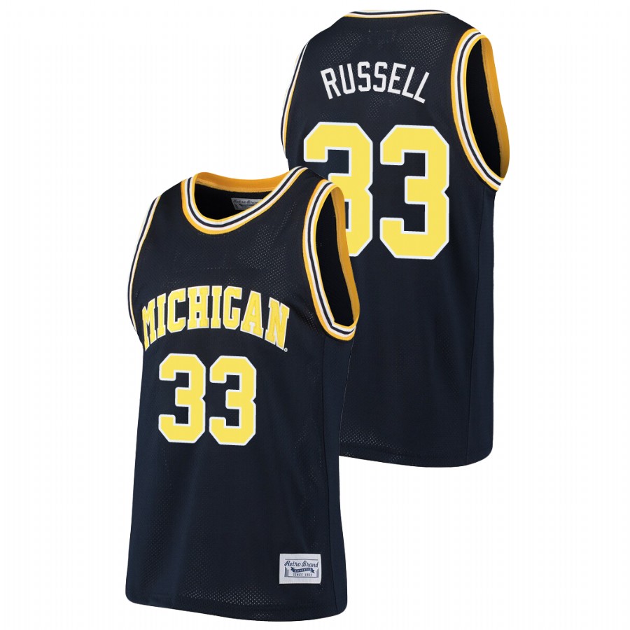 Men's Michigan Wolverines Cazzie Russell Alumni Basketball Jersey Navy
