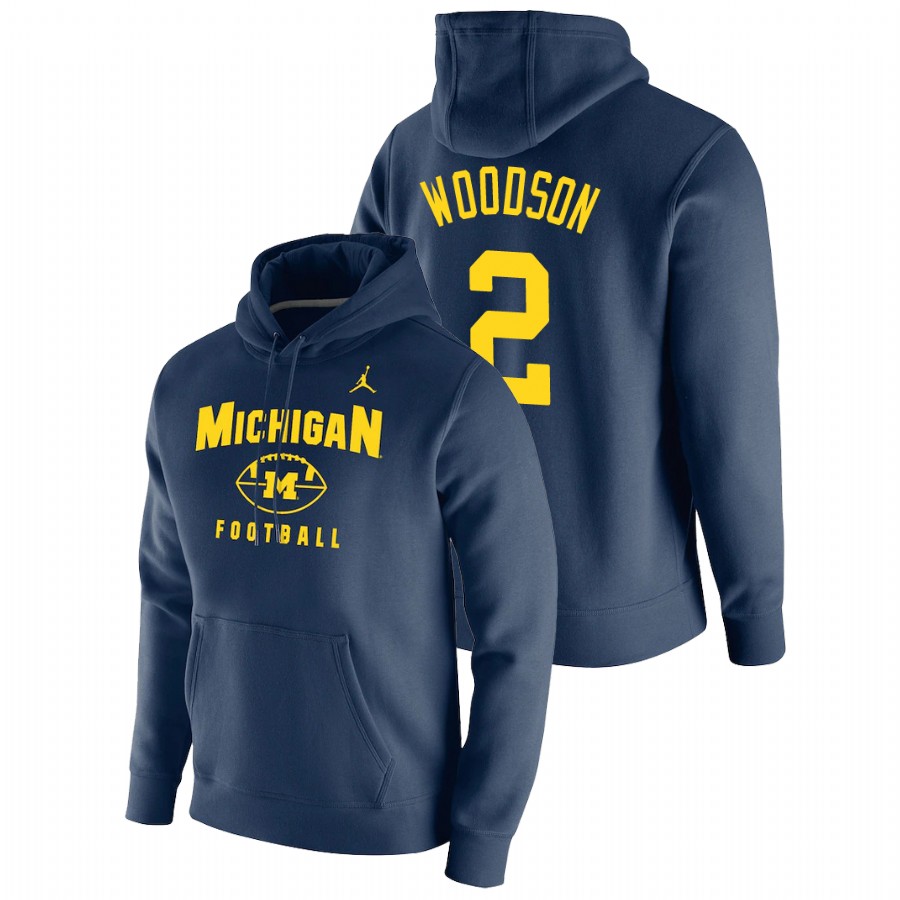 Men's Michigan Wolverines Charles Woodson Navy Oopty Oop Football Pullover Hoodie