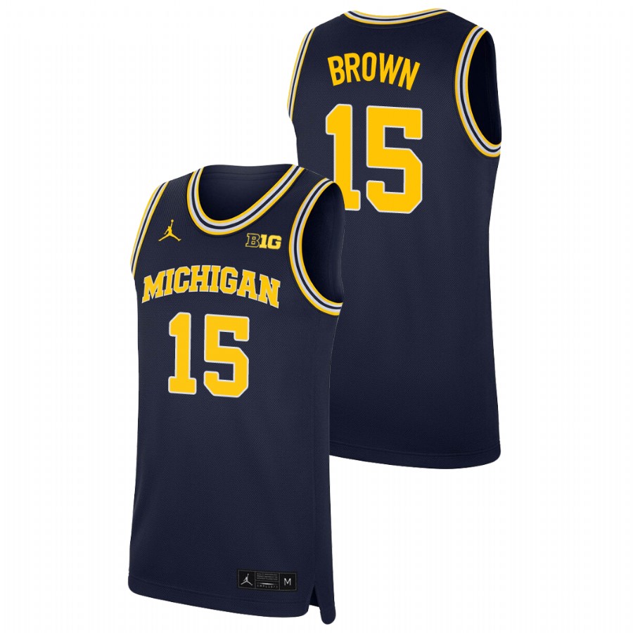 Men's Michigan Wolverines Chaundee Brown Replica College Basketball Jersey Navy