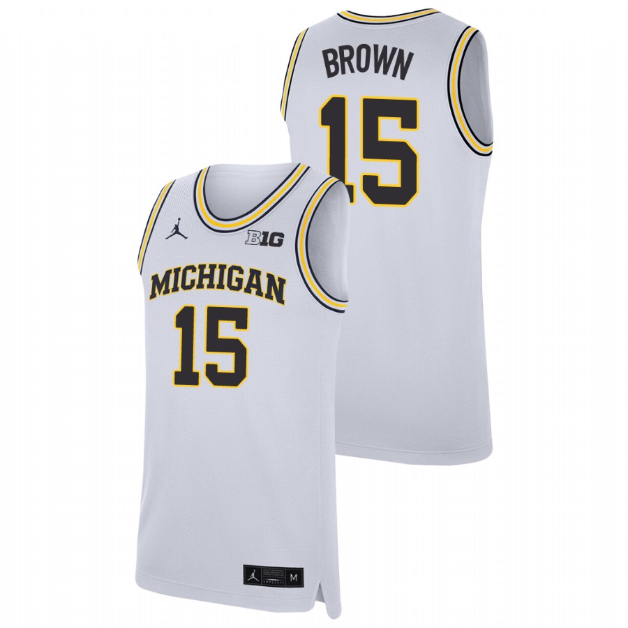 Men's Michigan Wolverines Chaundee Brown Replica College Basketball Jersey White