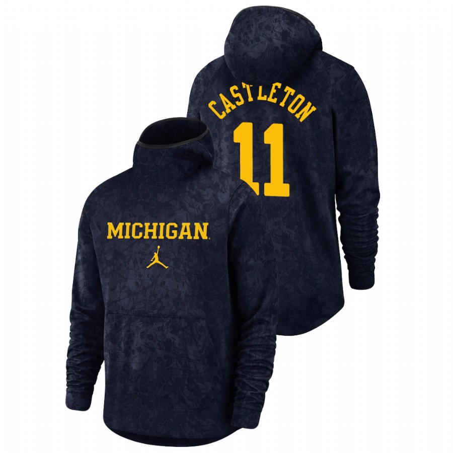 Men's Michigan Wolverines Colin Castleton Navy Basketball Spotlight Team Logo Pullover Hoodie