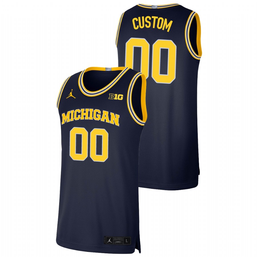 Men's Michigan Wolverines Custom Basketball Jersey Navy 