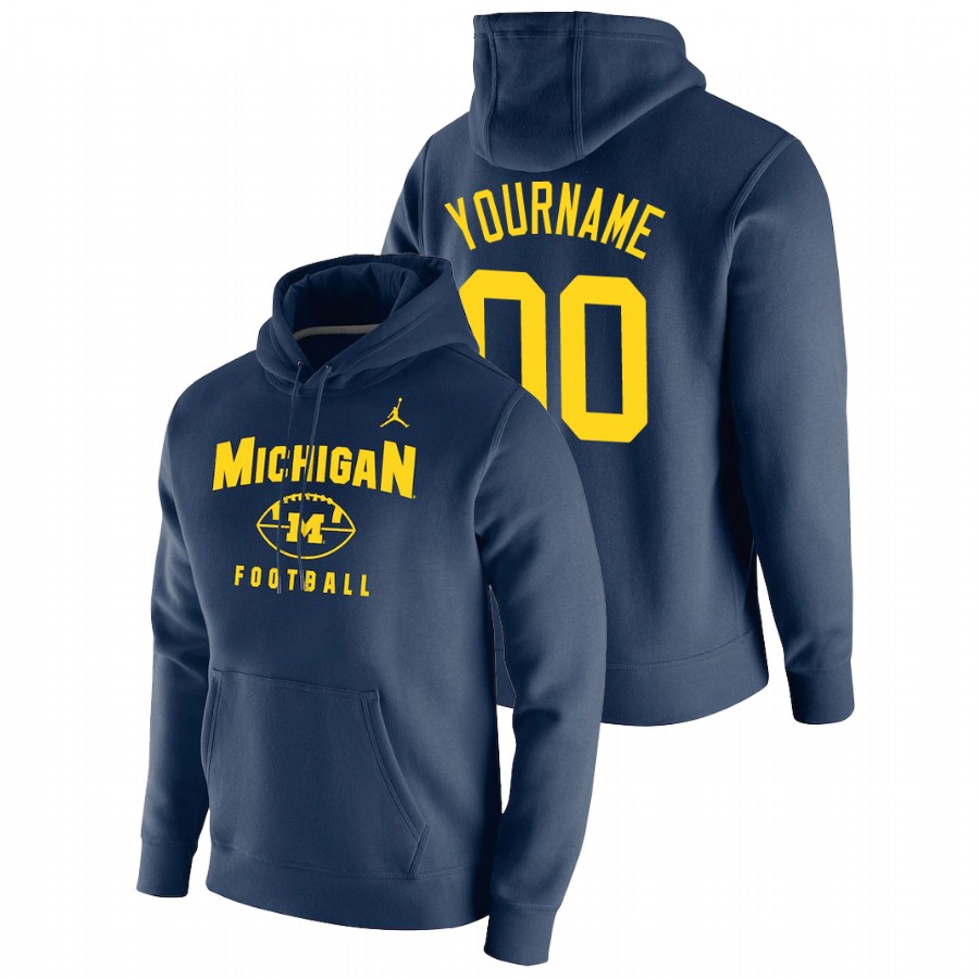 Men's Michigan Wolverines Custom Navy Oopty Oop Football Pullover Hoodie 
