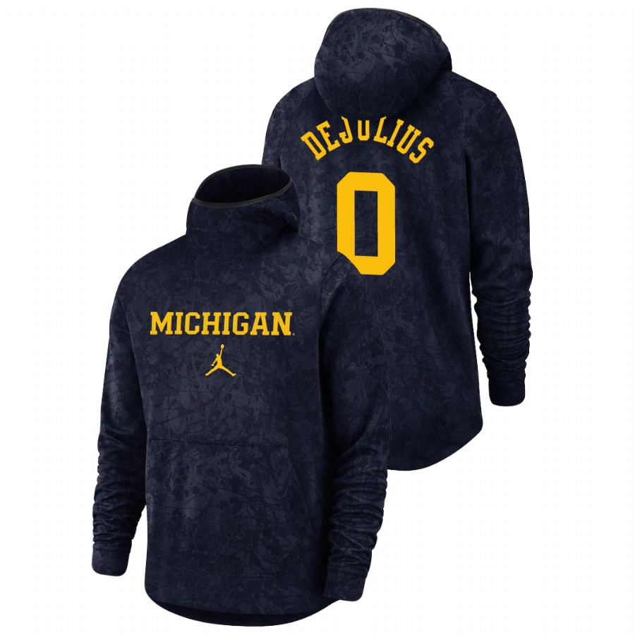 Men's Michigan Wolverines David DeJulius Navy Basketball Spotlight Team Logo Pullover Hoodie