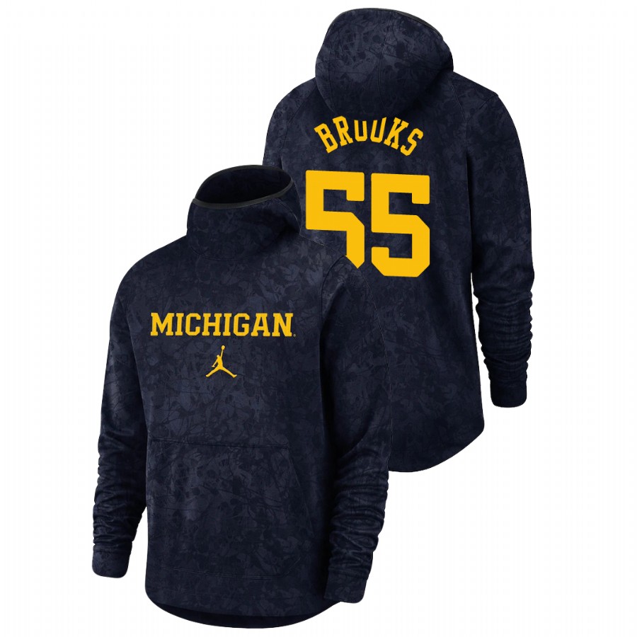 Men's Michigan Wolverines Eli Brooks Navy Basketball Spotlight Team Logo Pullover Hoodie